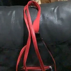 Baldine | Bags | Baldine Blackred Faux Leather Backpack  display picture 3